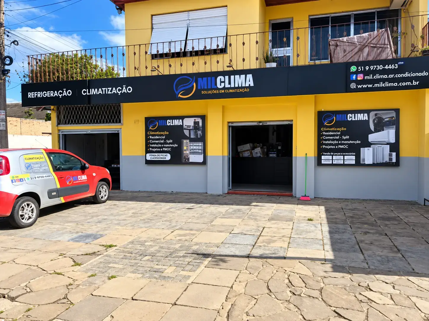 Fachada da Milclima, empresa de climatização e PMOC em Canoas